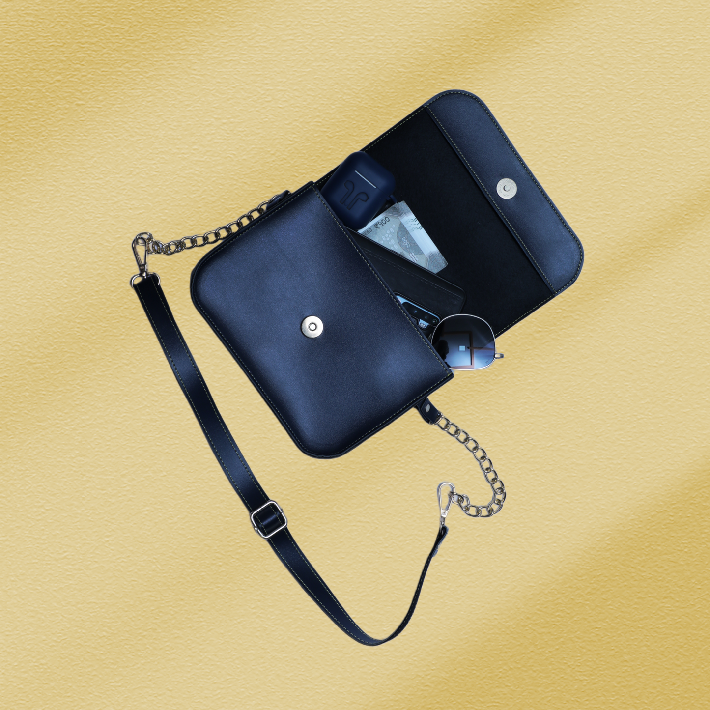 Blue Sling bag open view 